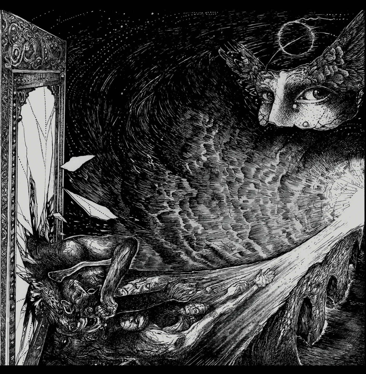 Official album cover art for the release Dreaming in a Dead Language by Mo’ynoq