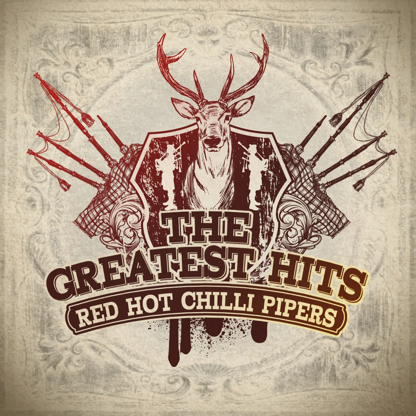 Official album cover art for the release The Greatest Hits by Red Hot Chilli Pipers