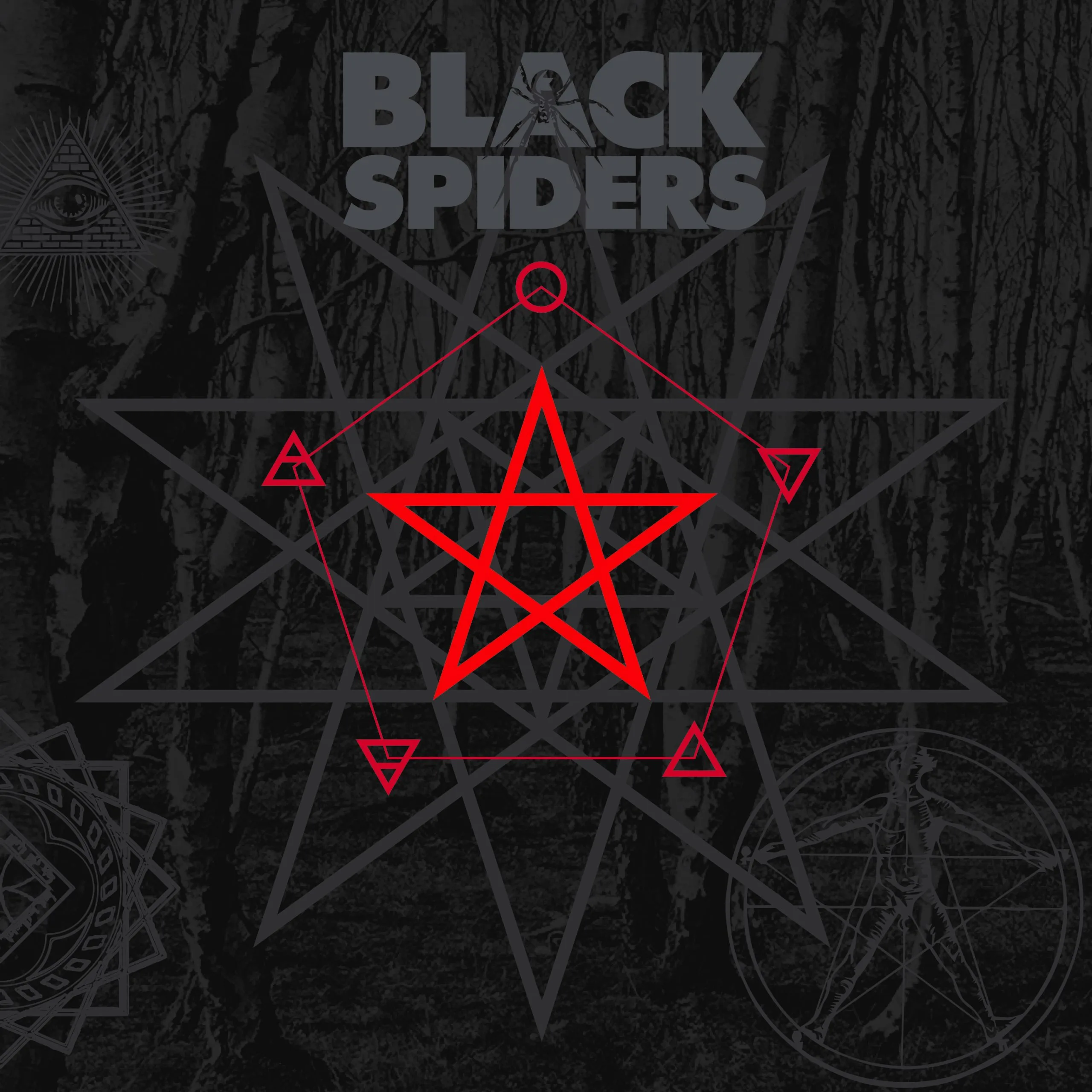 Official album cover art for the release Black Spiders by Black Spiders