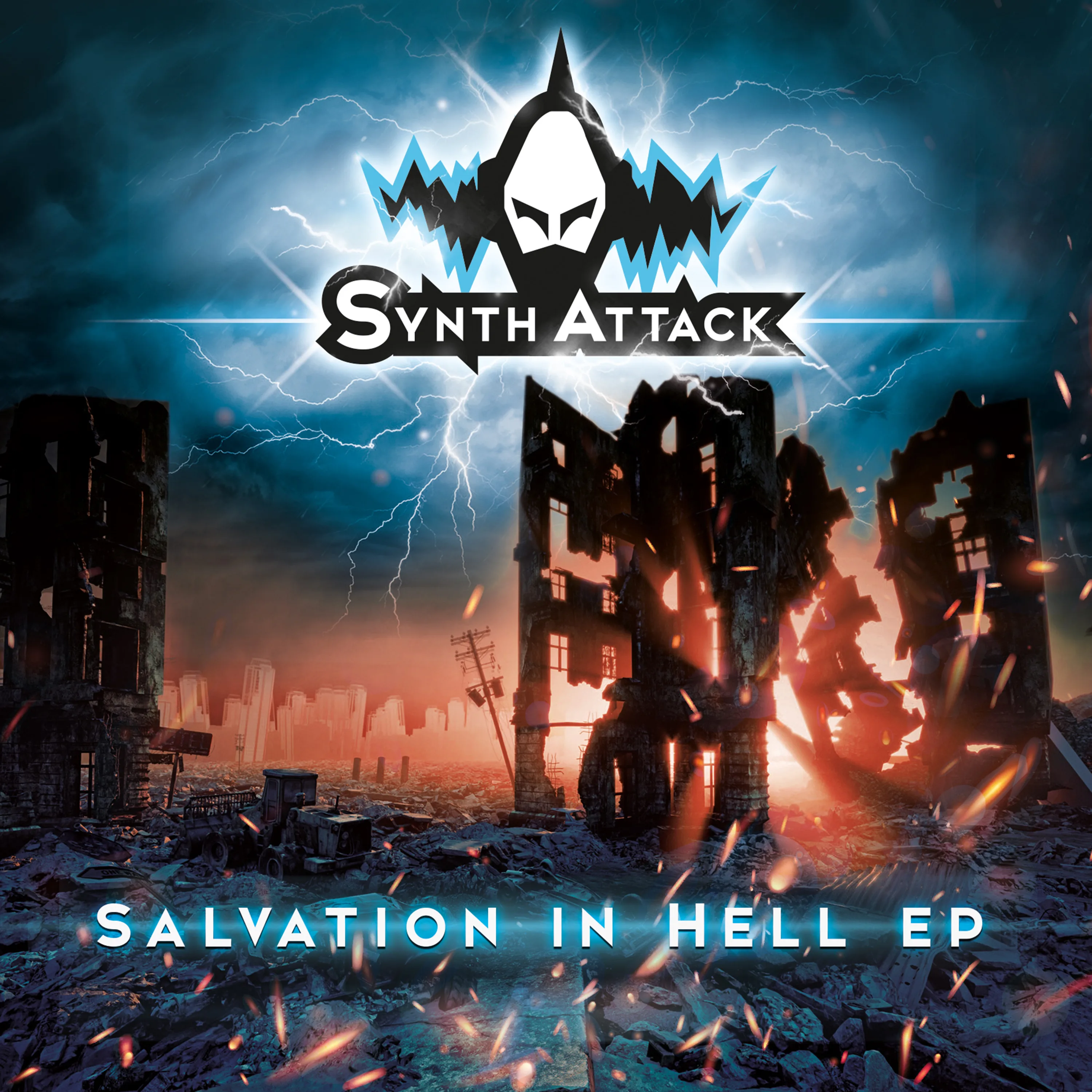 Official album cover art for the release Salvation in Hell EP by SynthAttack