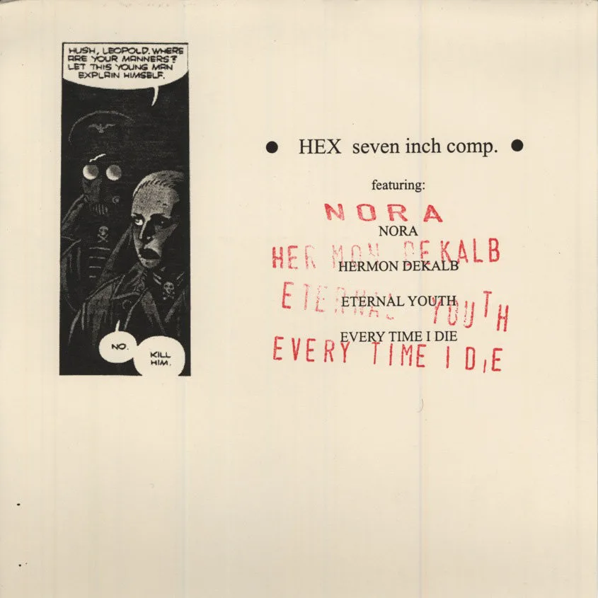 Official album cover art for the release HEX Records 7" comp. by Every Time I Die