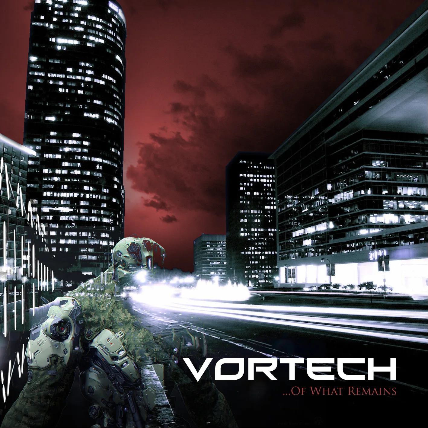 Official album cover art for the release …of What Remains by Vortech