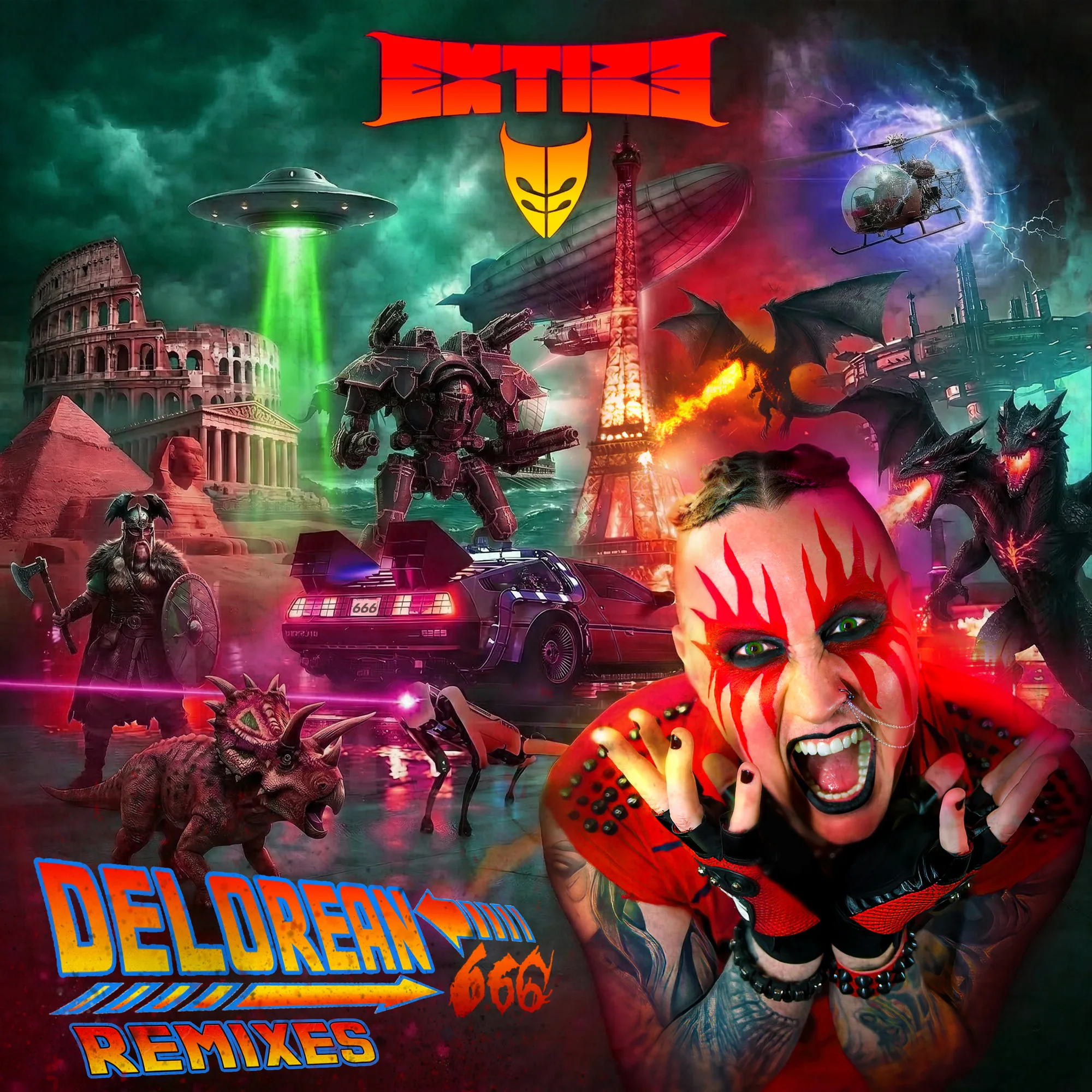 Official album cover artwork for DeLorean 666 Remixes by EXTIZE