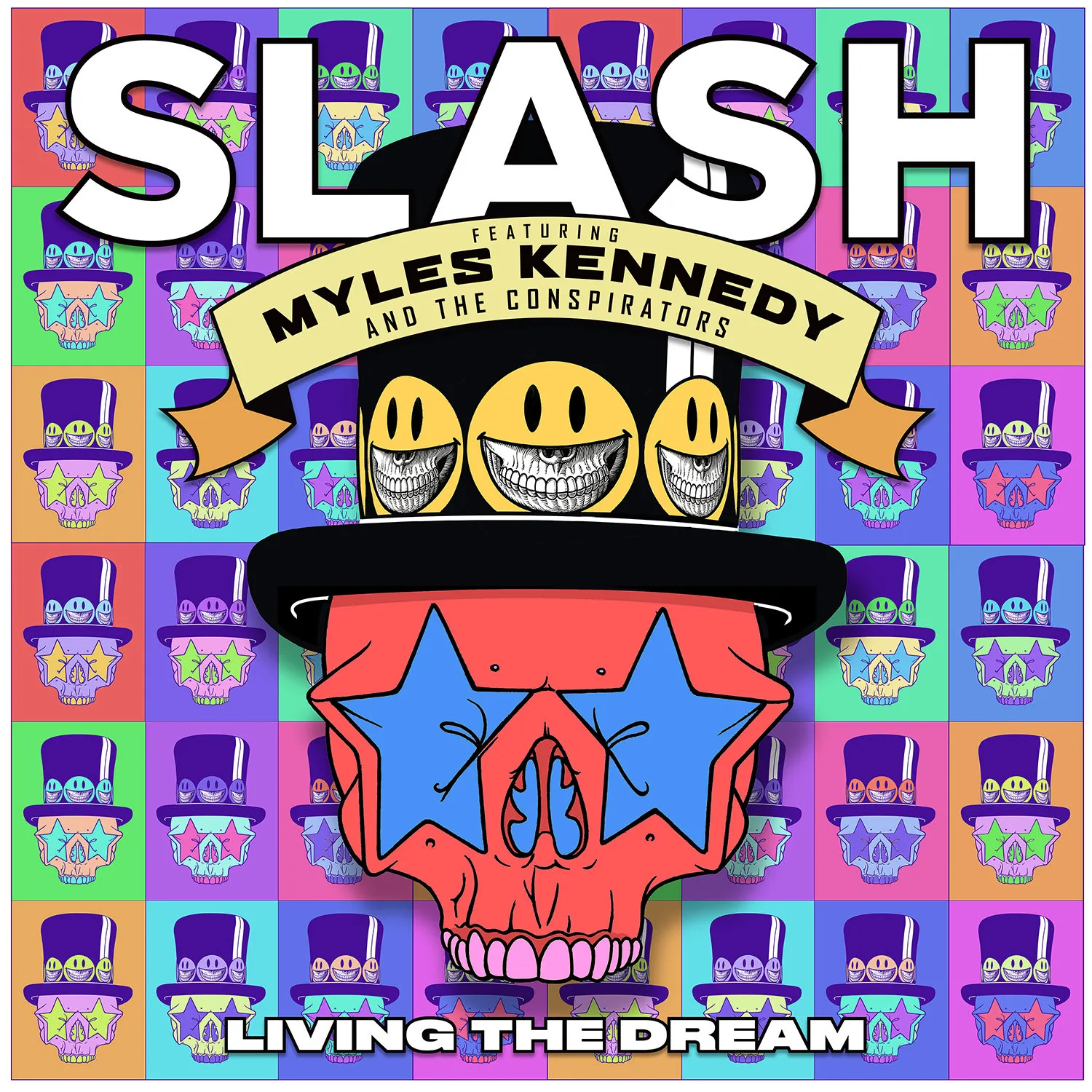 Official album cover art for the release Living the Dream by Slash featuring Myles Kennedy and the Conspirators