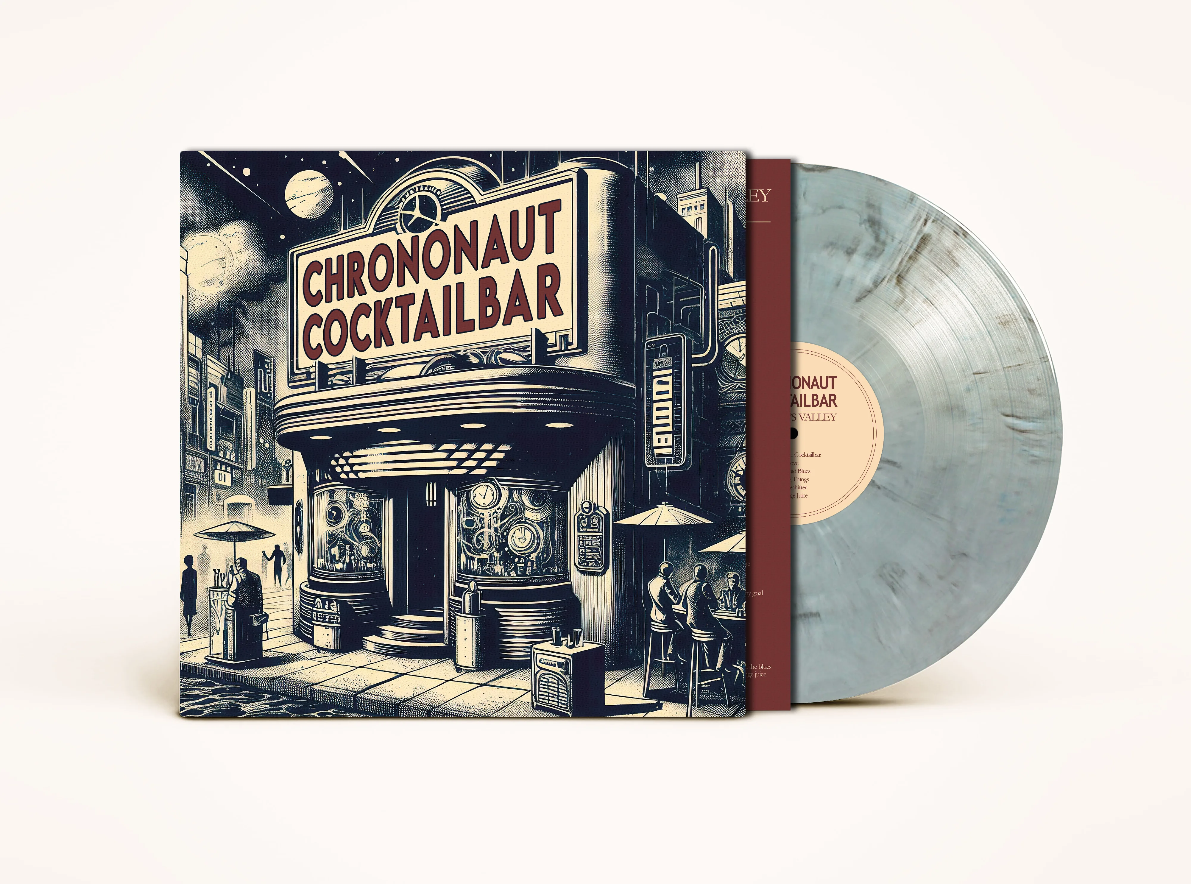 Official album cover art for the release Chrononaut Cocktailbar / Flight of the Sloths by No Man’s Valley