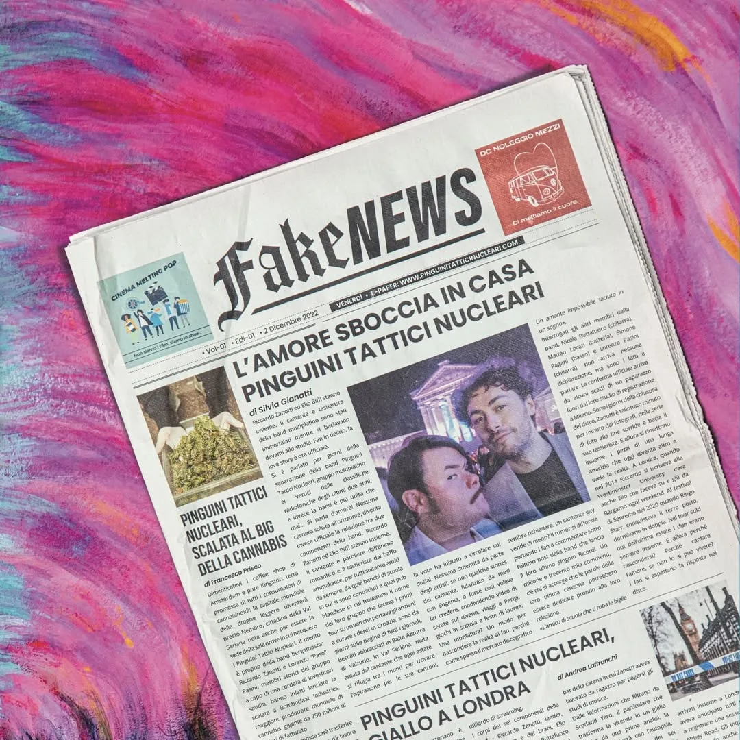 Official album cover art for the release Fake News by Pinguini Tattici Nucleari