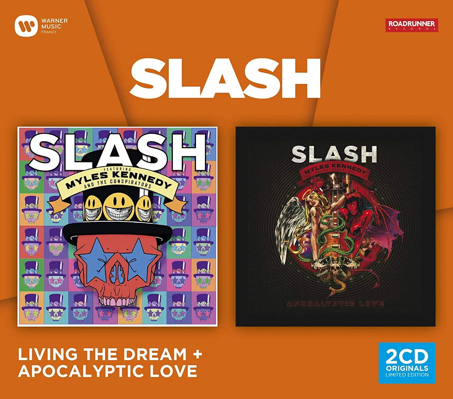 Official album cover art for the release Living the Dream + Apocalyptic Love by Slash featuring Myles Kennedy and the Conspirators