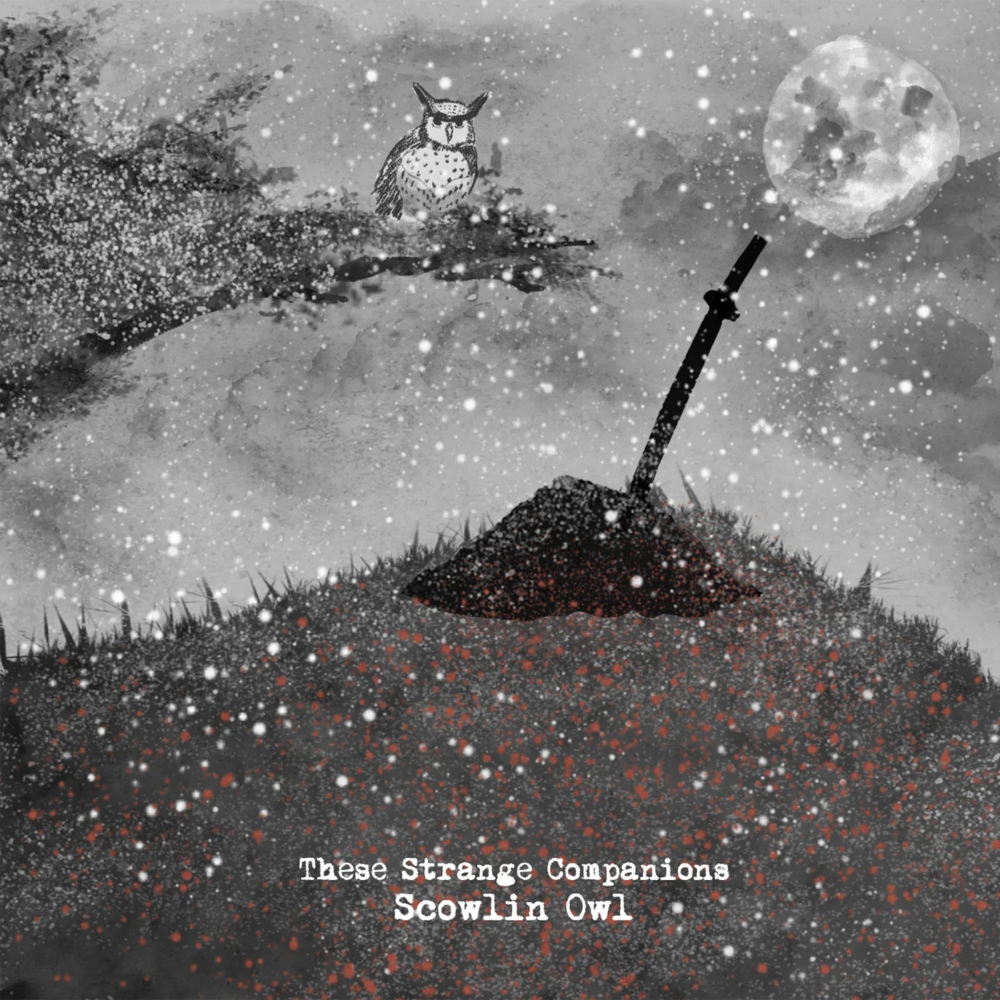 Official album cover art for the release These Strange Companions by Scowlin Owl
