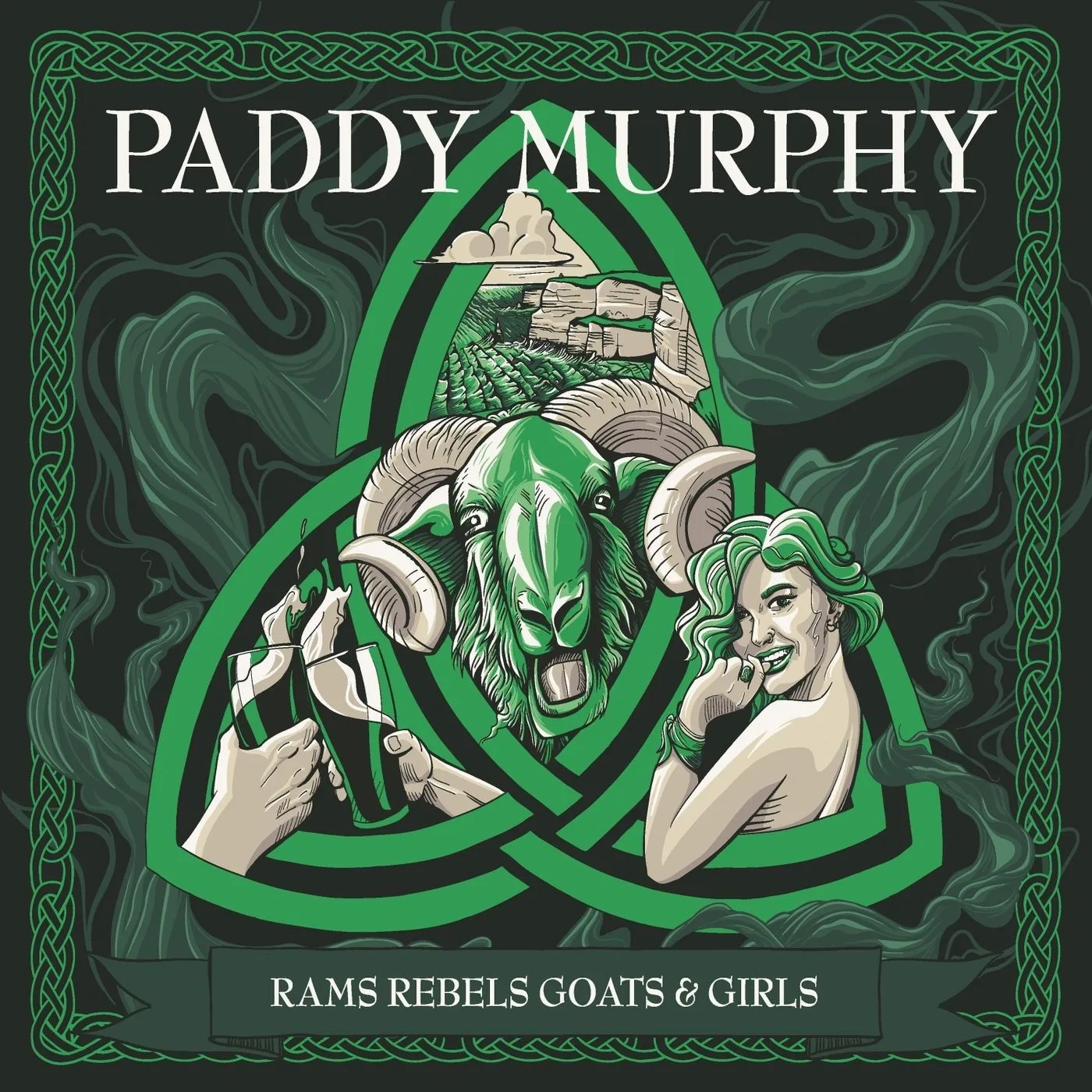 Official album cover art for the release Rams Rebels Goats & Girls by Paddy Murphy
