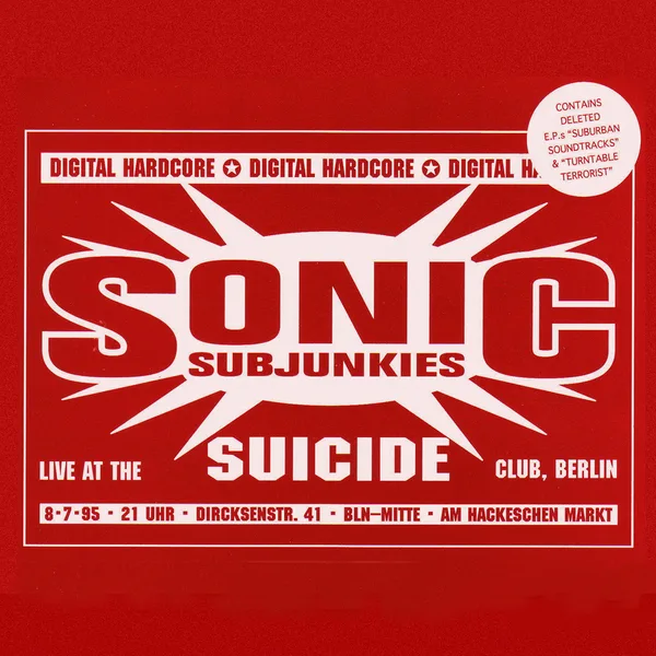 Official album cover art for the release Live at the Suicide Club by Sonic Subjunkies