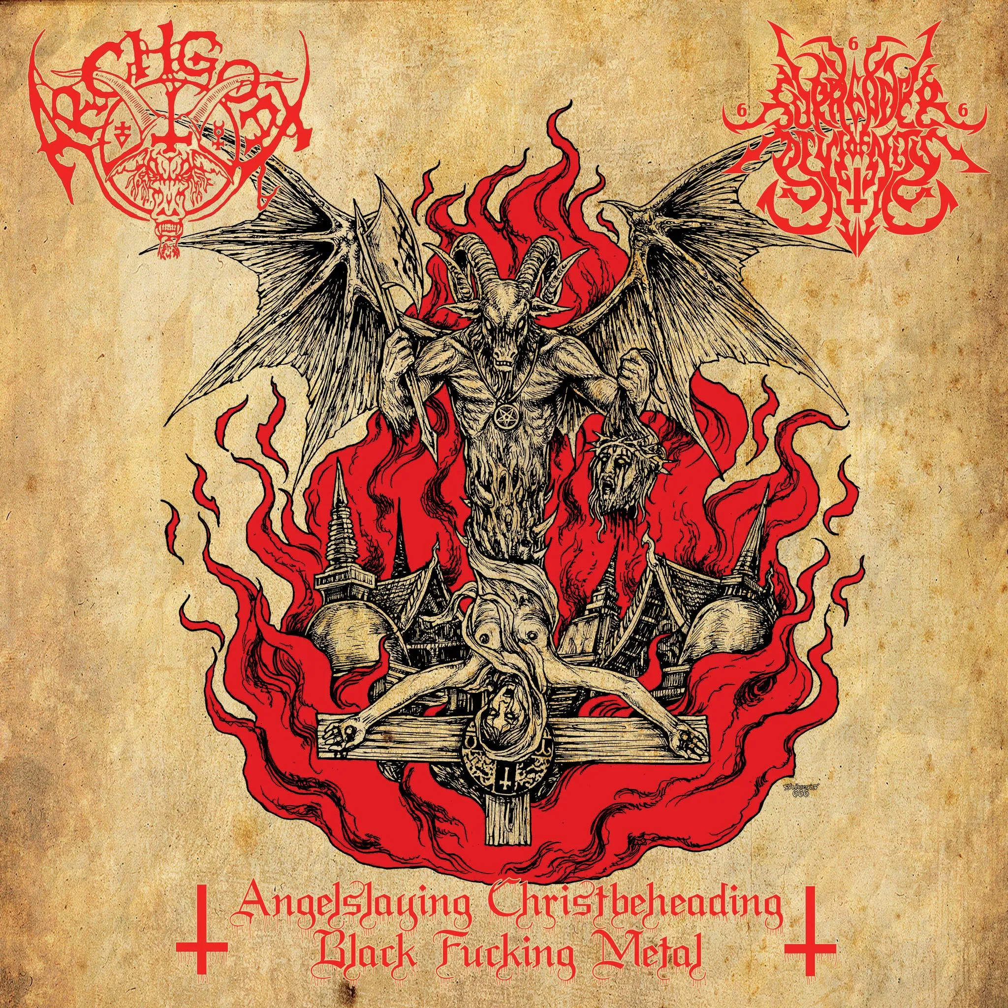 Official album cover art for the release Angelslaying Christbeheading Black Fucking Metal by Archgoat