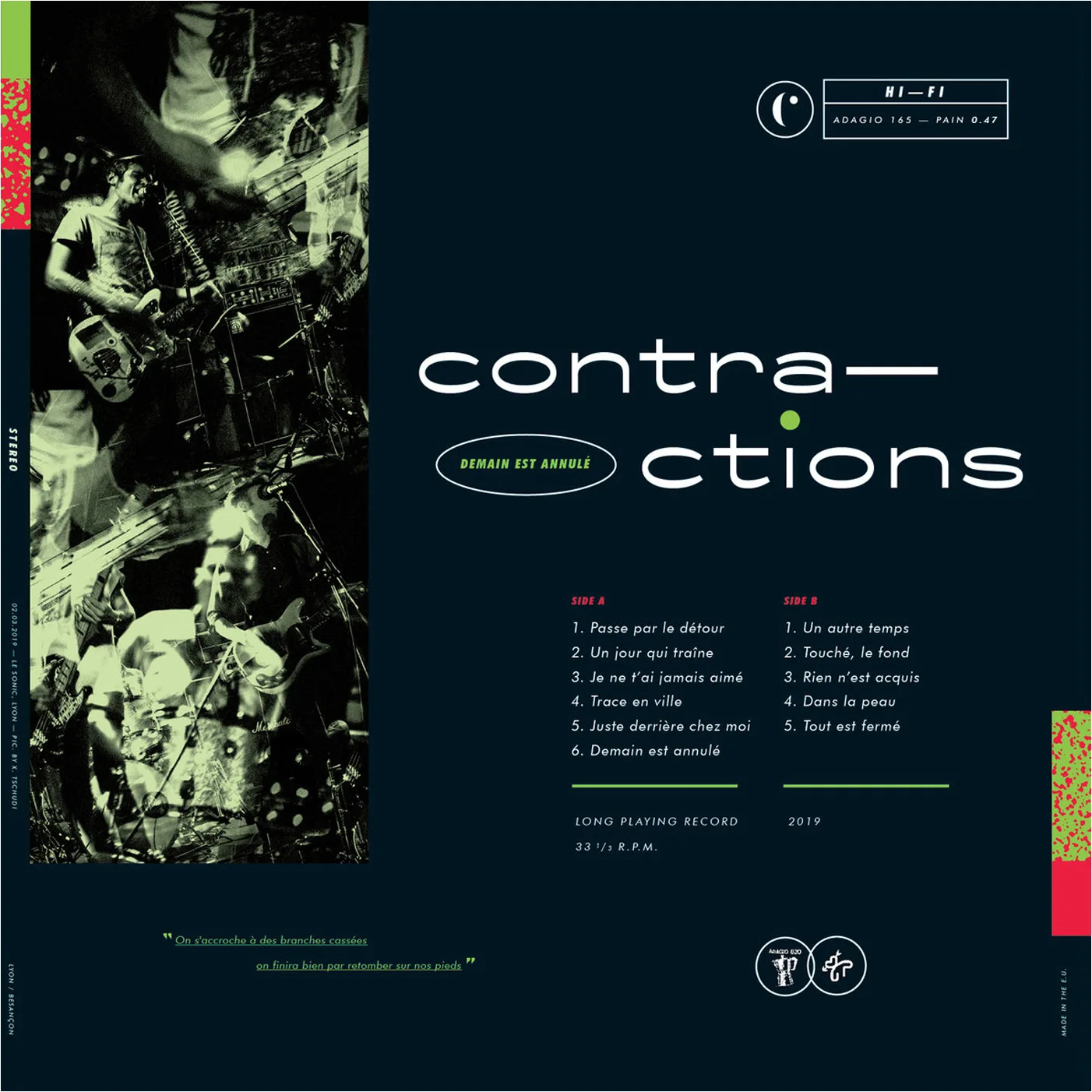Official album cover art for the release Demain est annulé by Contractions