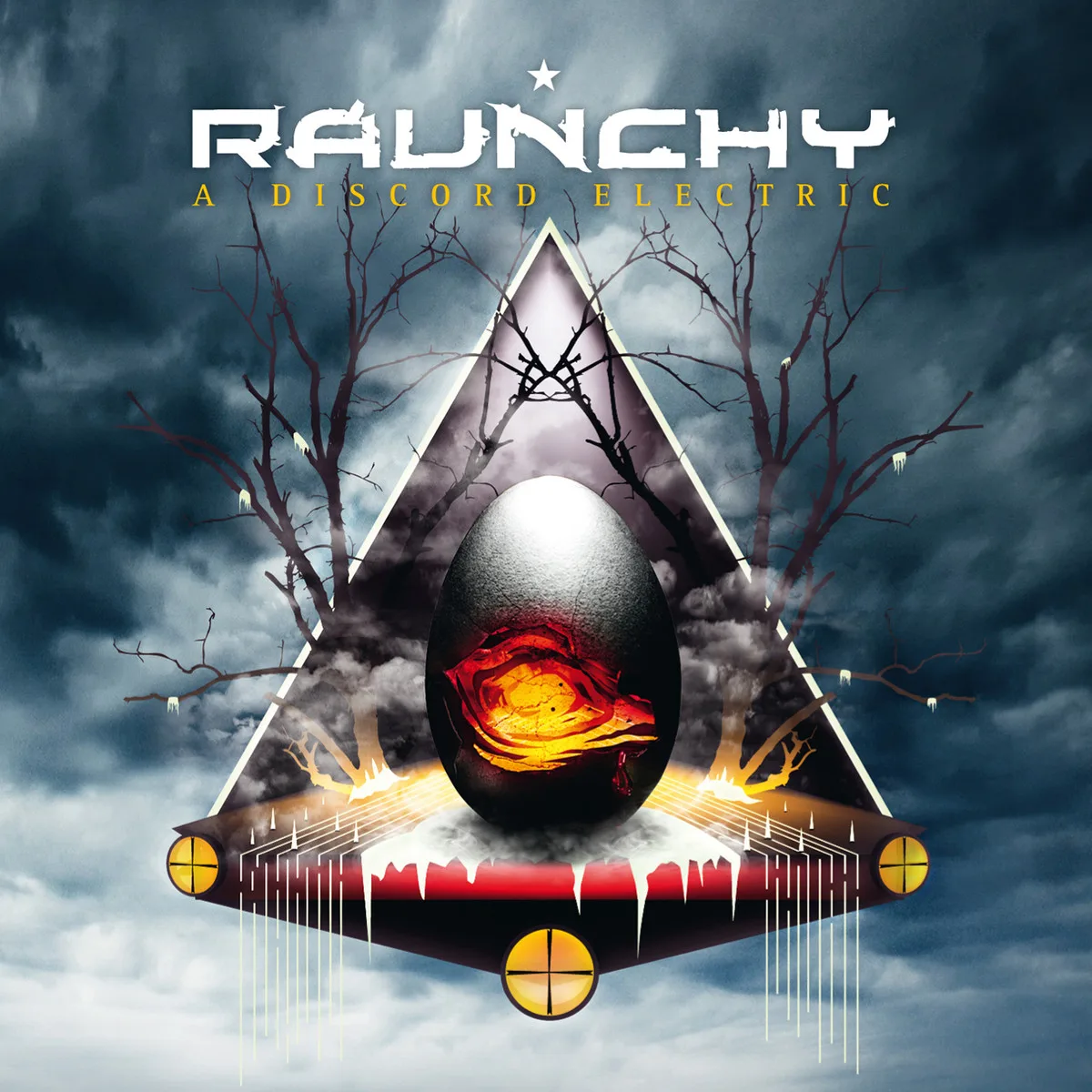 Official album cover art for the release A Discord Electric by Raunchy