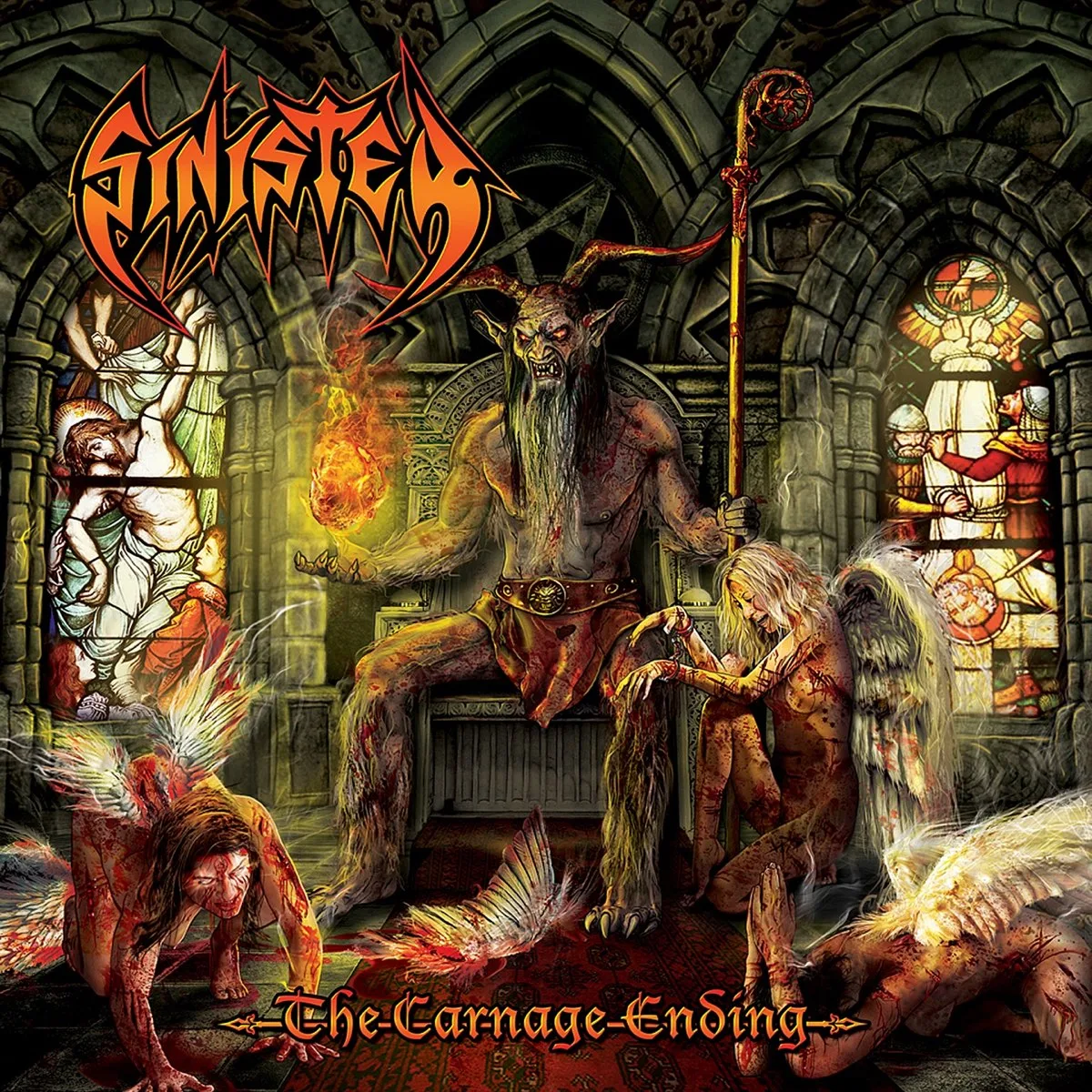 Official album cover art for the release The Carnage Ending by Sinister