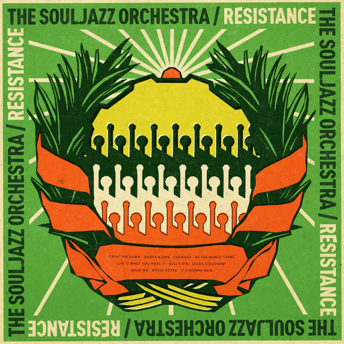 Official album cover art for the release Resistance by The Souljazz Orchestra