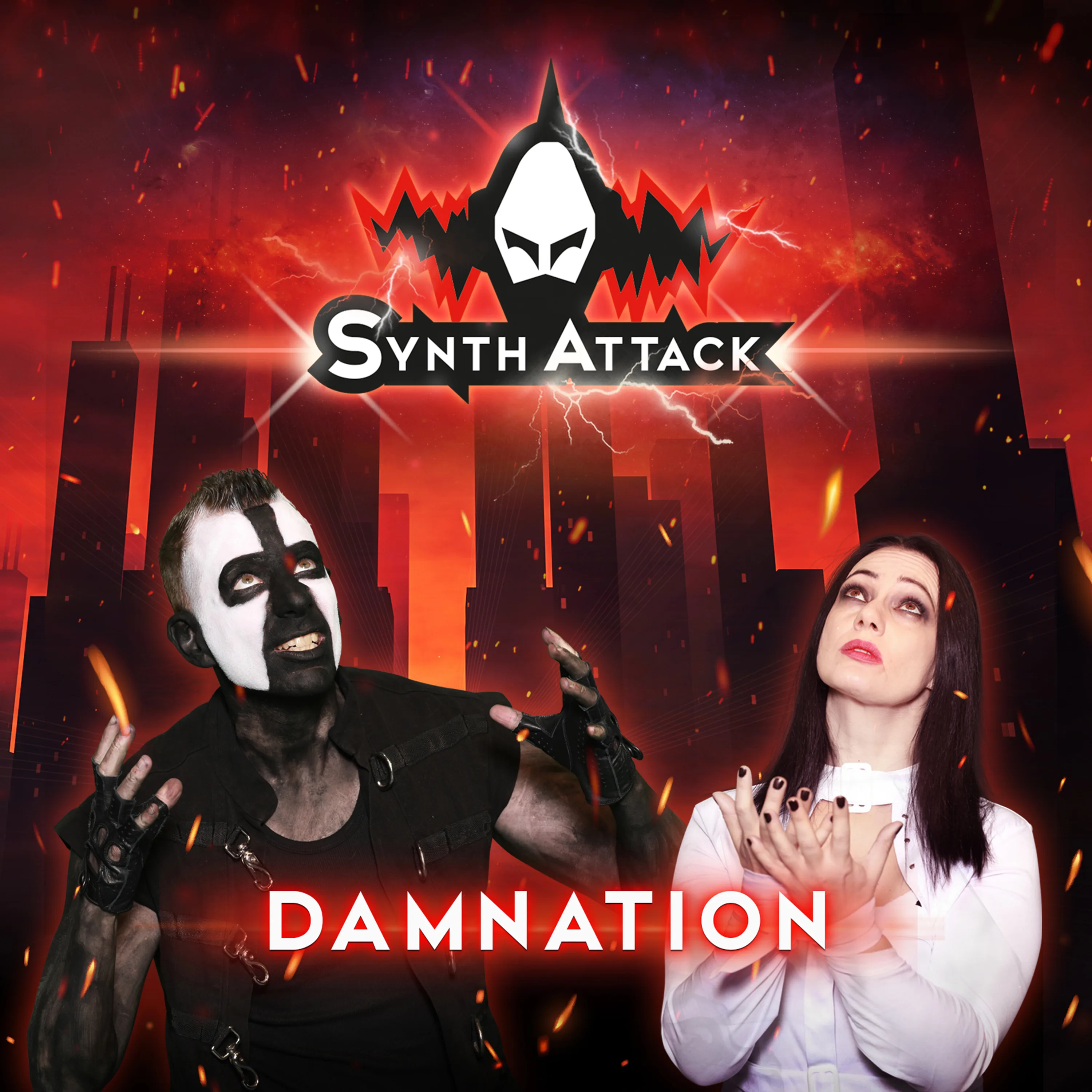 Official album cover art for the release Damnation by SynthAttack