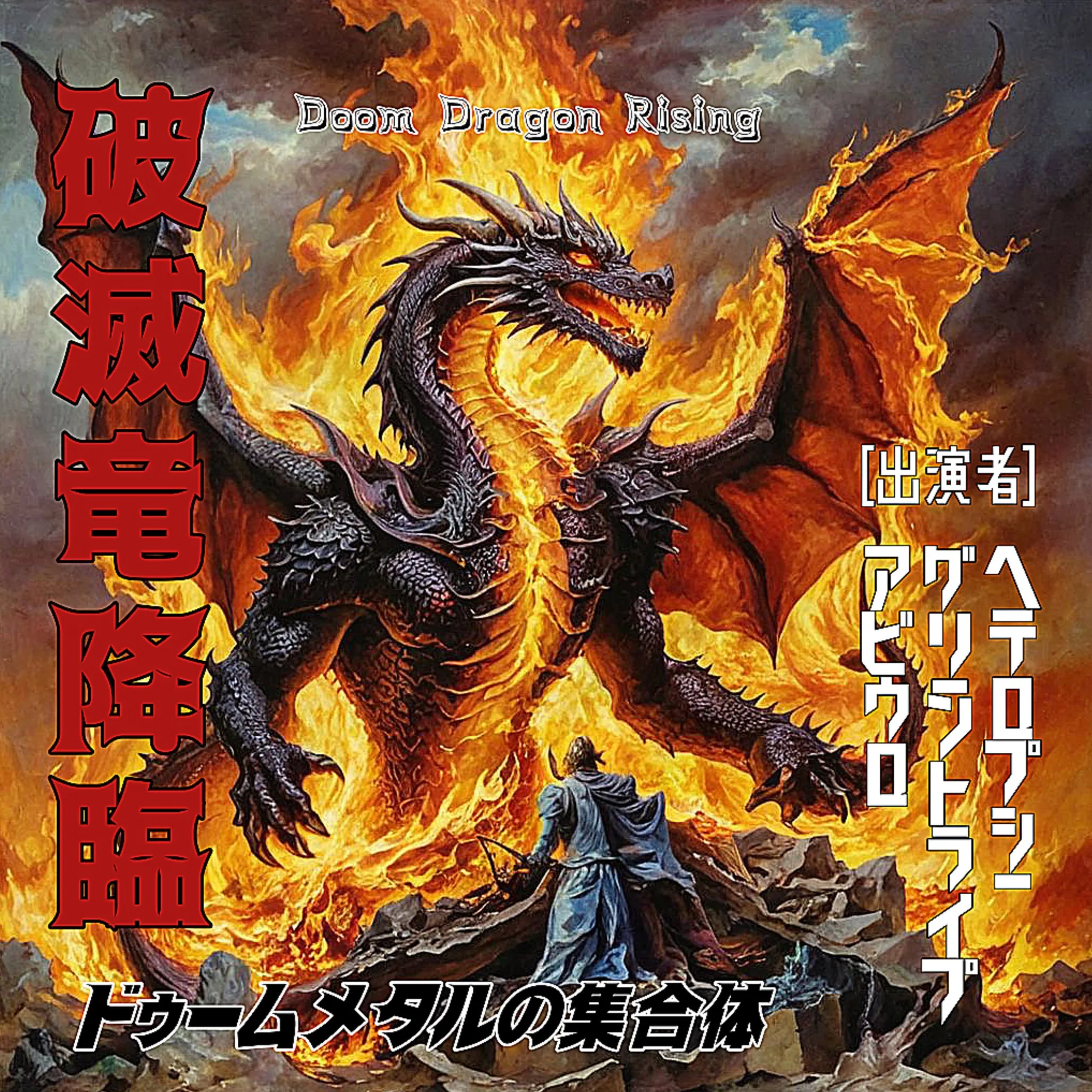 Official album cover art for the release Doom Dragon Rising by Abiuro