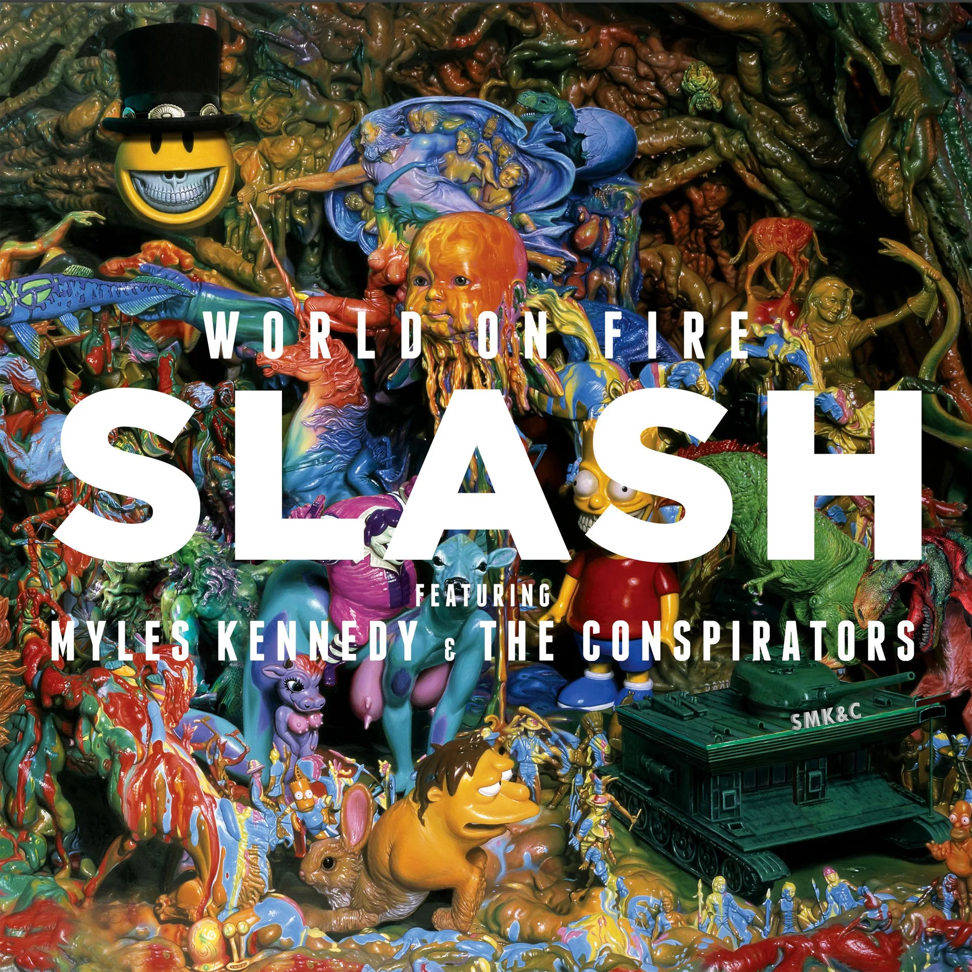 Official album cover art for the release World on Fire by Slash featuring Myles Kennedy and the Conspirators
