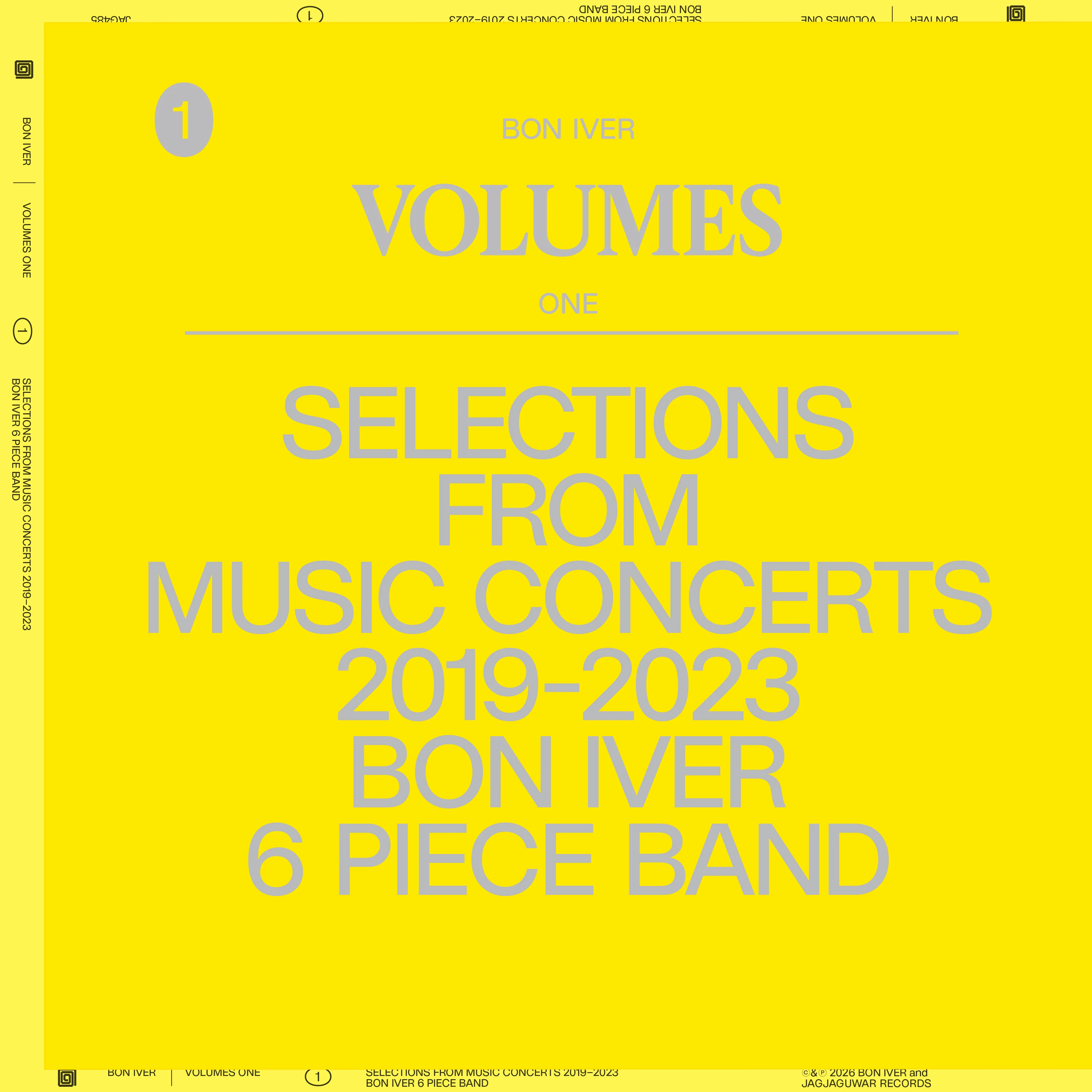 VOLUMES: ONE (SELECTIONS FROM MUSIC CONCERTS 2019-2023 BON IVER 6 PIECE BAND)