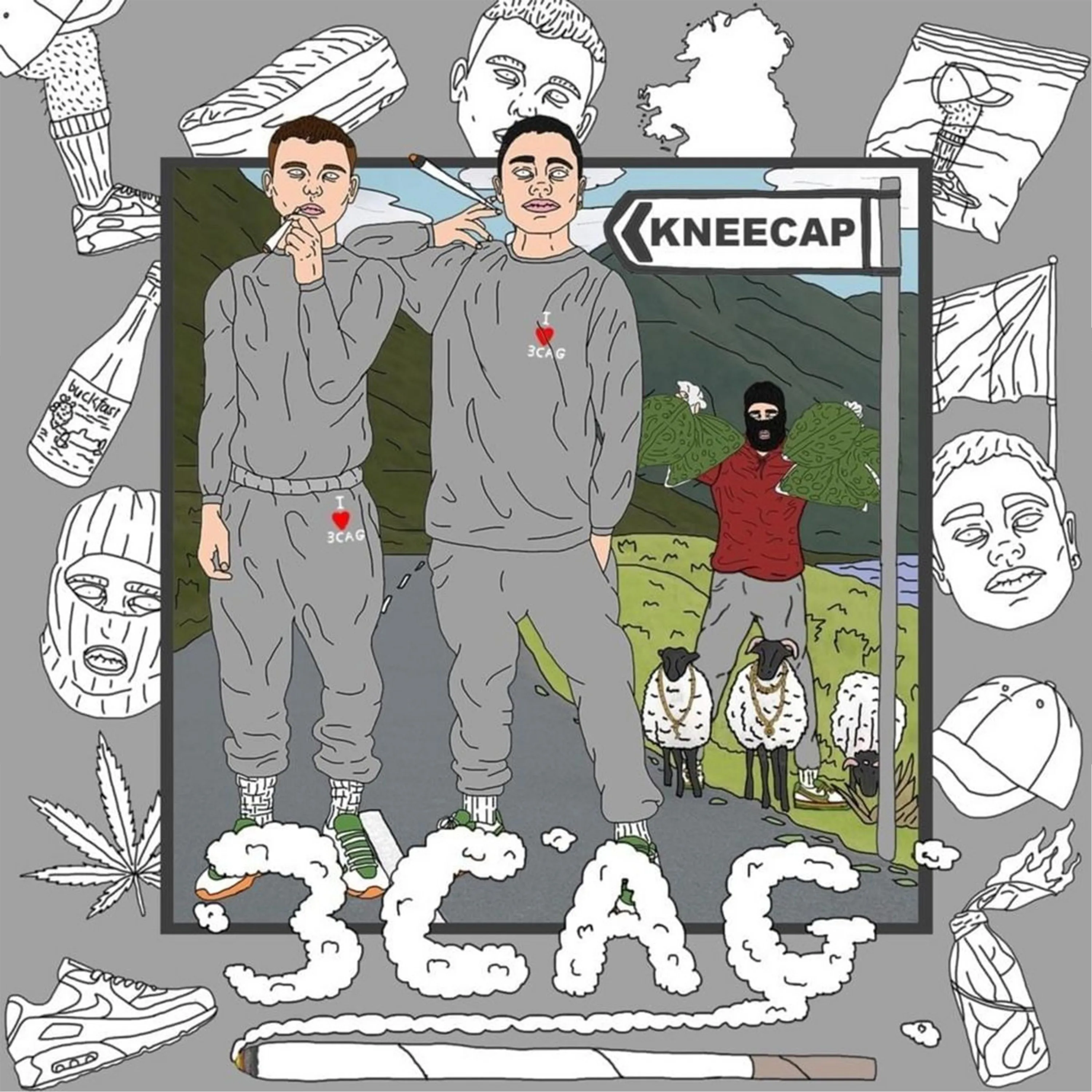 Official album cover art for the release 3cag by KNEECAP