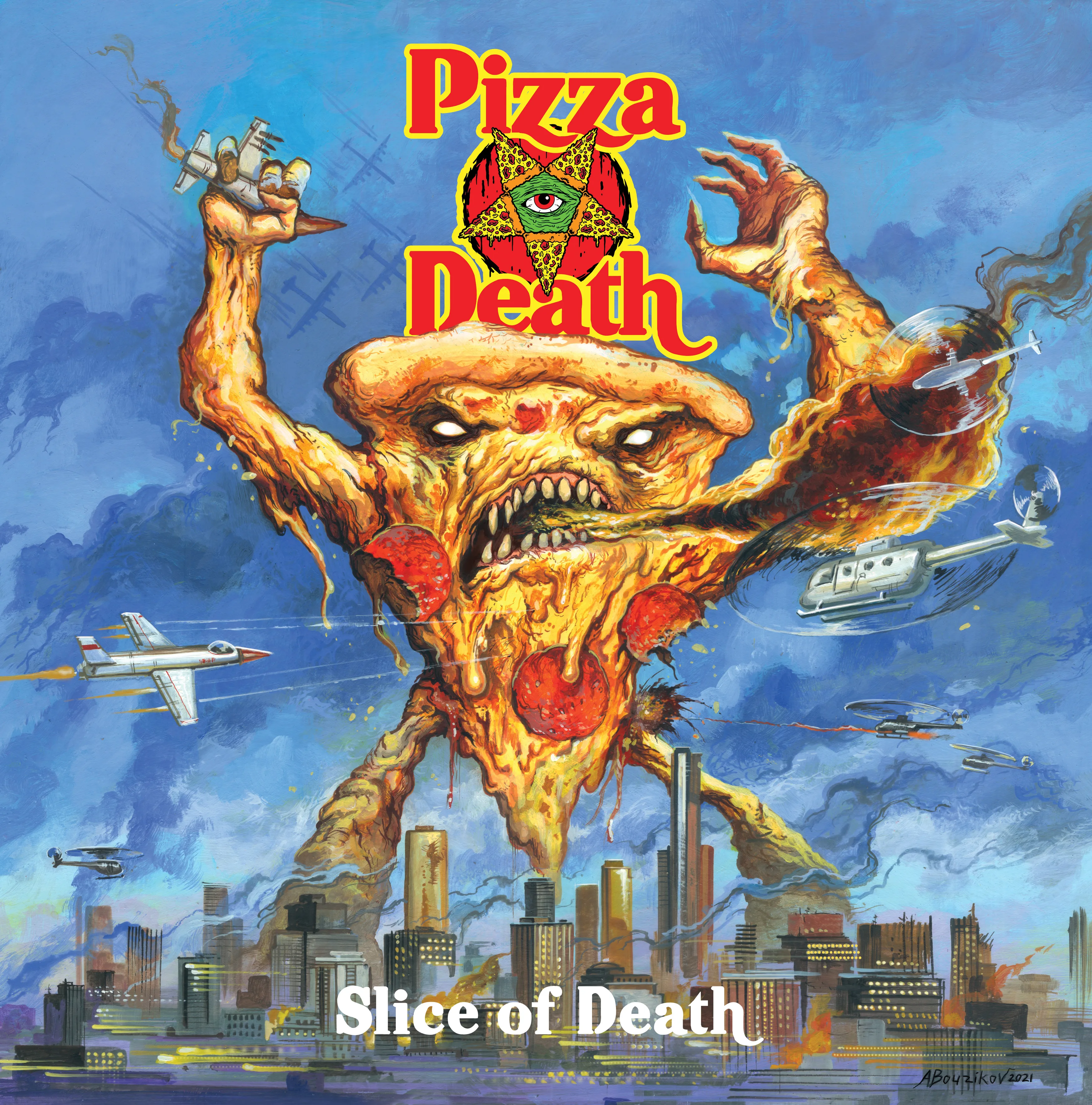 Official album cover art for the release Slice of Death by Pizza Death