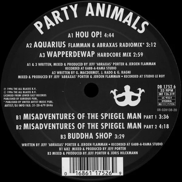 Official album cover art for the release Hou Op! by Party Animals
