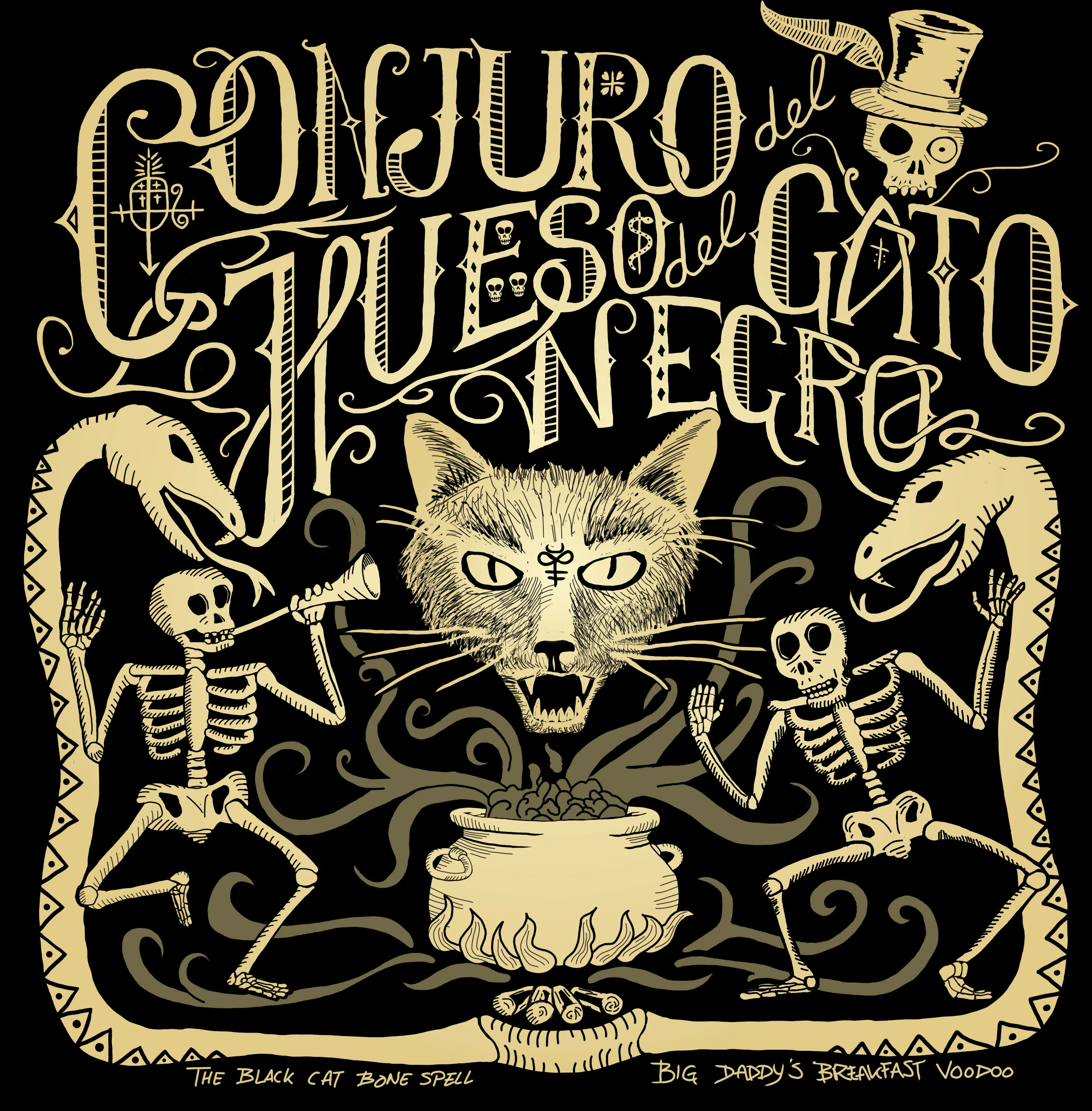 Official album cover art for the release The Black Cat Bone Spell by Big Daddy’s Breakfast Voodoo