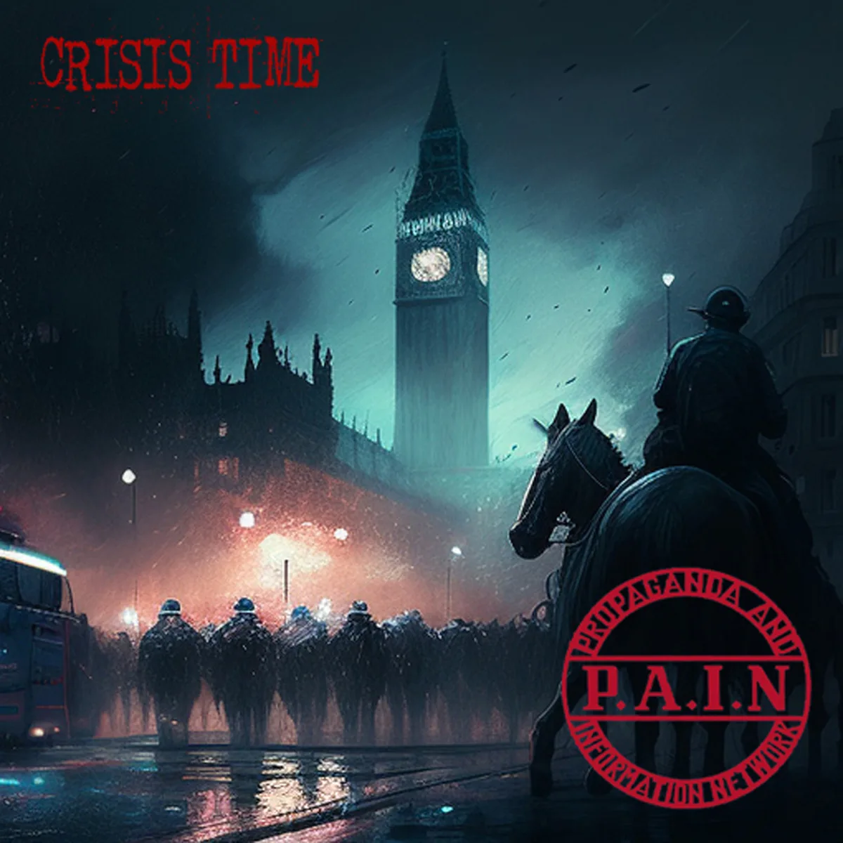 Official album cover art for the release Crisis Time by P.A.I.N