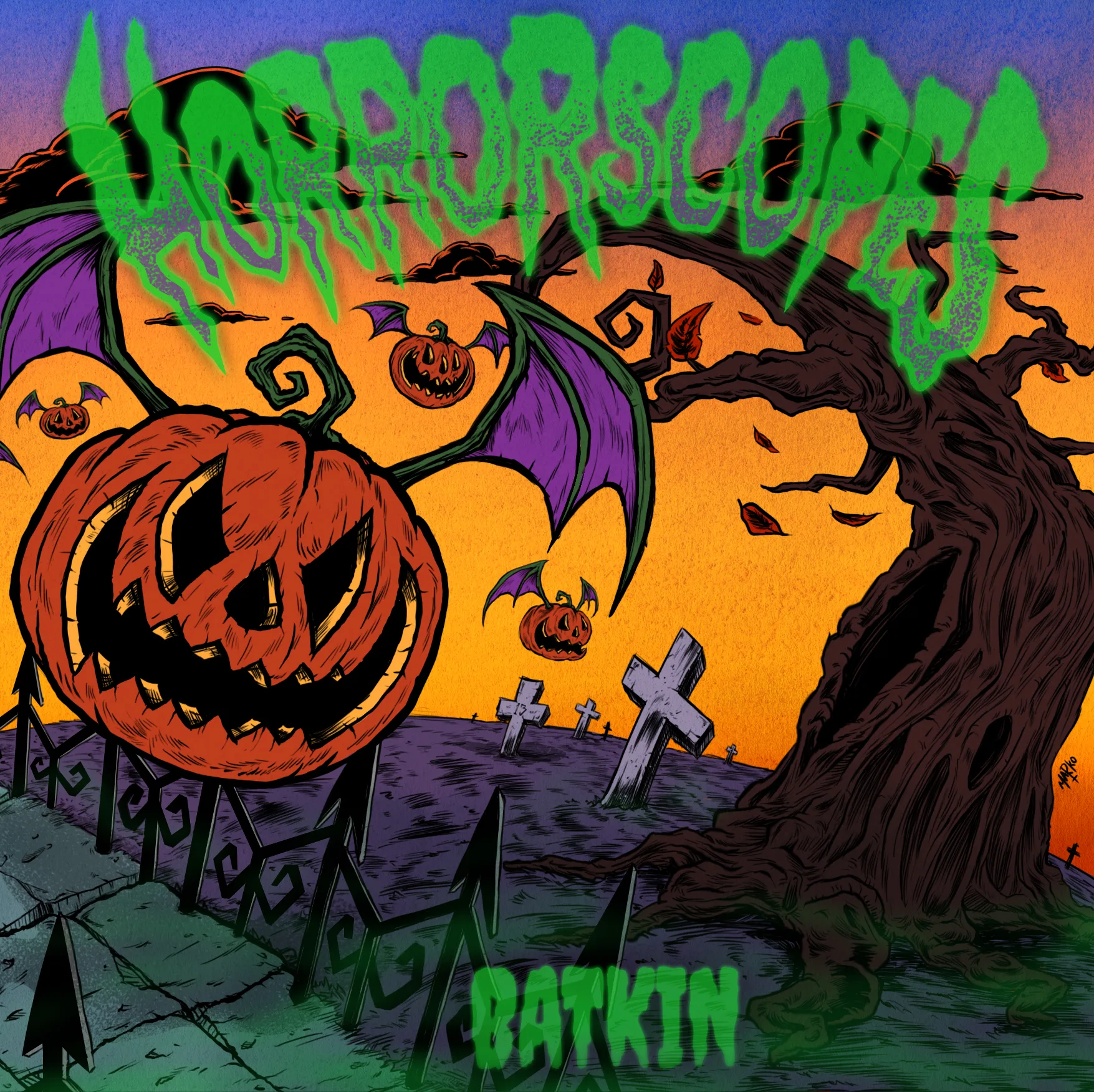 Official album cover art for the release Batkin by The Horrorscopes