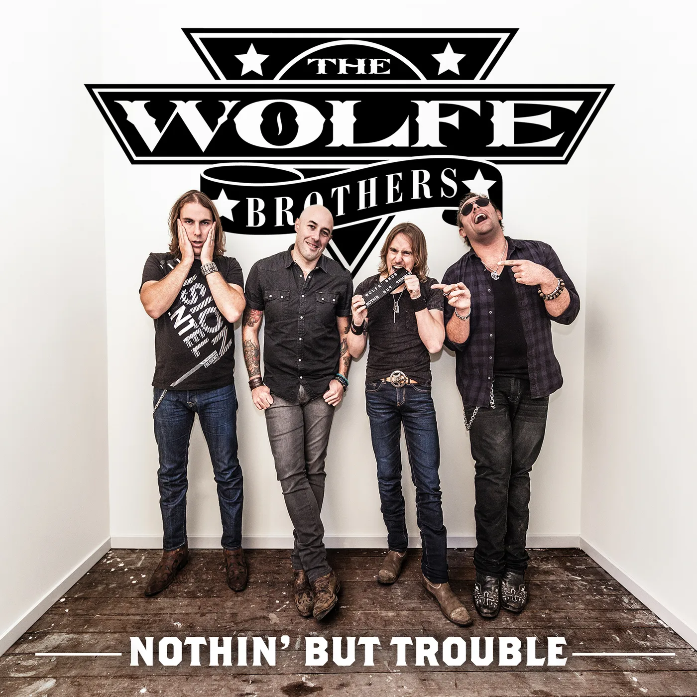Official album cover art for the release Nothin' But Trouble by The Wolfe Brothers