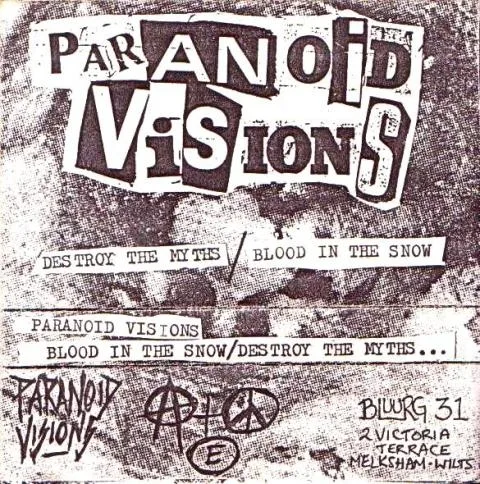 Official album cover art for the release Destroy the Myths / Blood in the Snow by Paranoid Visions