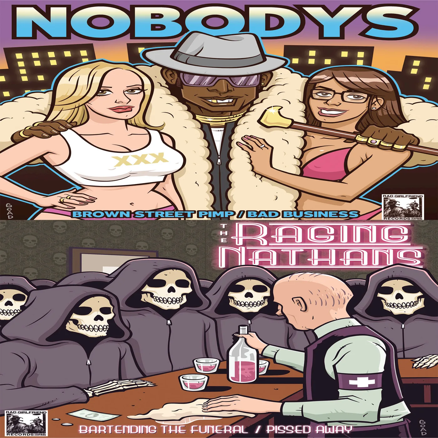 Official album cover art for the release Nobodys / The Raging Nathans by Nobodys