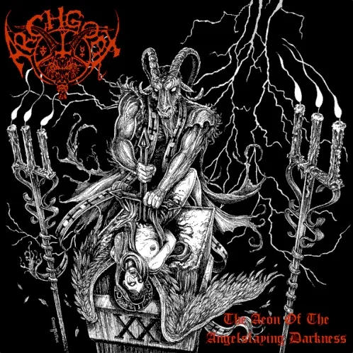 Official album cover art for the release The Aeon of the Angelslaying Darkness by Archgoat