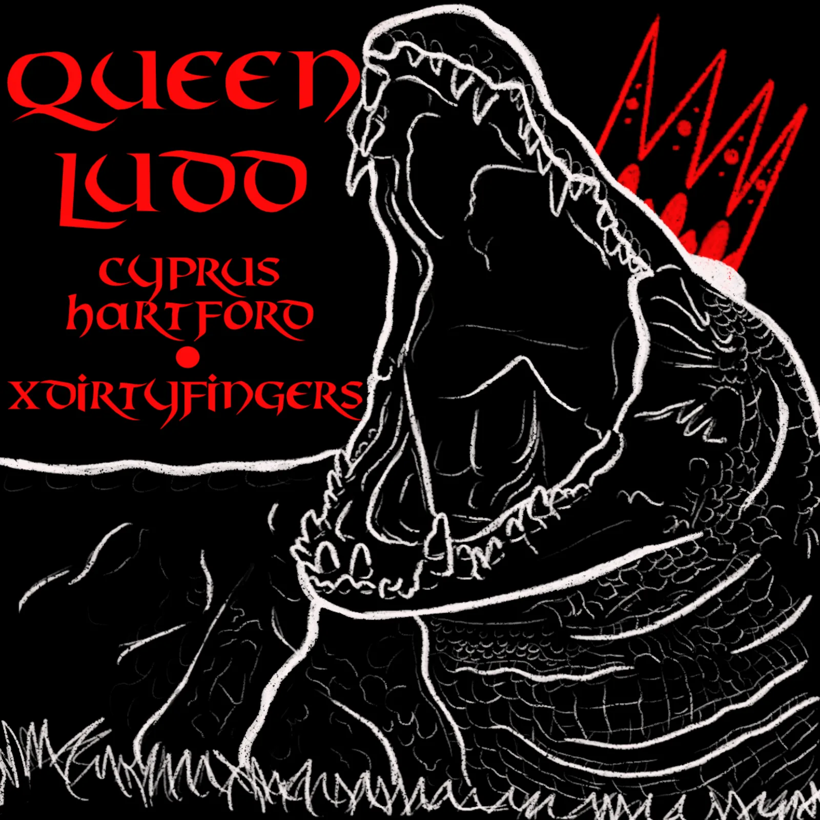 Official album cover art for the release Queen Ludd by X Dirty Fingers