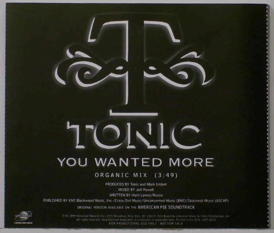 Official album cover art for the release You Wanted More / Sugar by Tonic