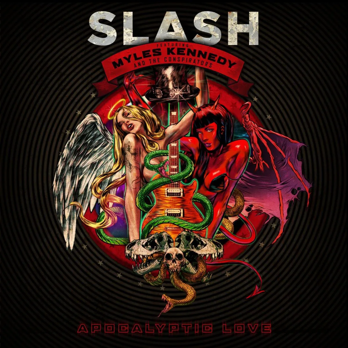 Official album cover art for the release Apocalyptic Love by Slash featuring Myles Kennedy and the Conspirators