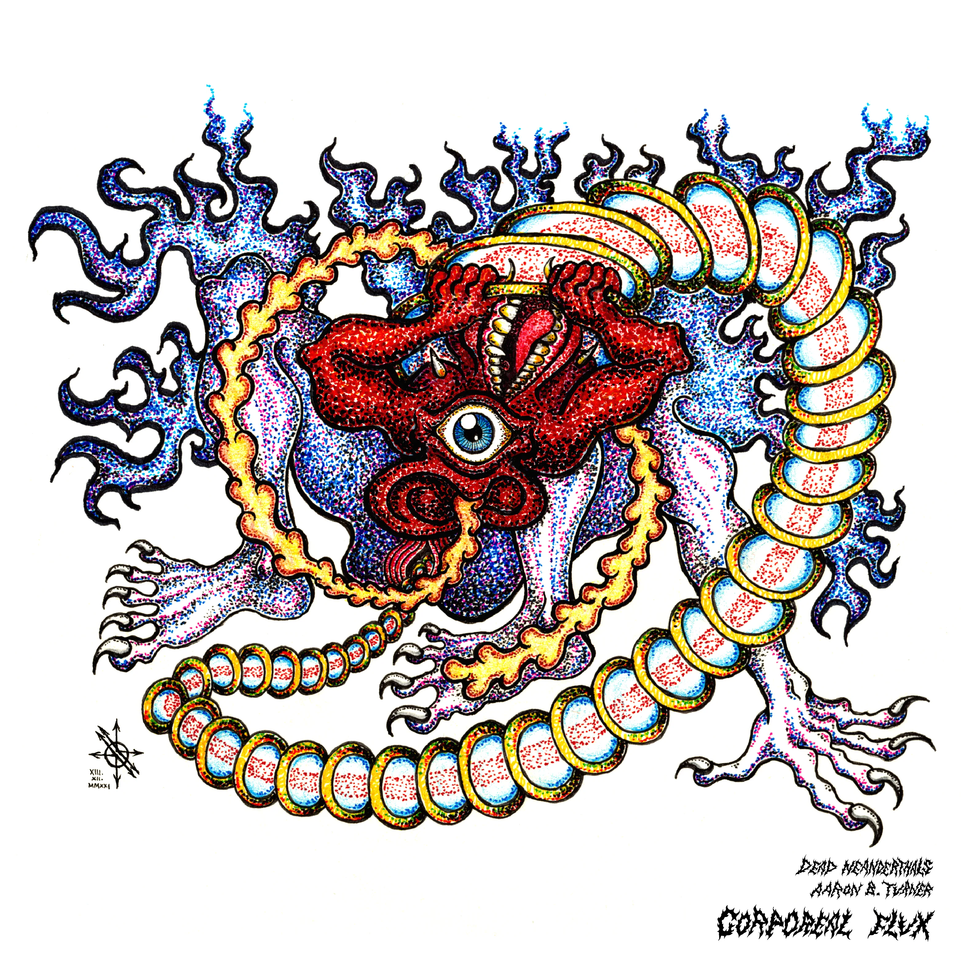 Official album cover art for the release Corporeal Flux by Dead Neanderthals