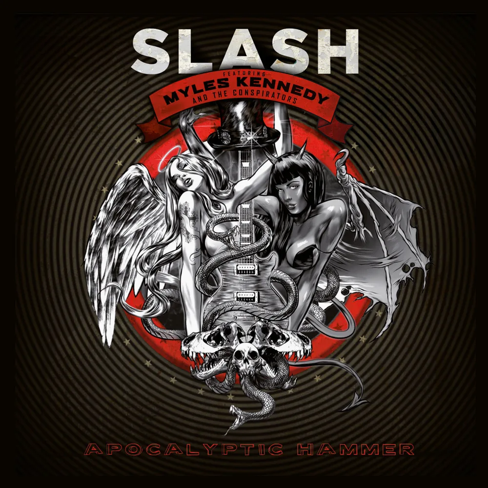 Official album cover art for the release Apocalyptic Hammer by Slash featuring Myles Kennedy and the Conspirators