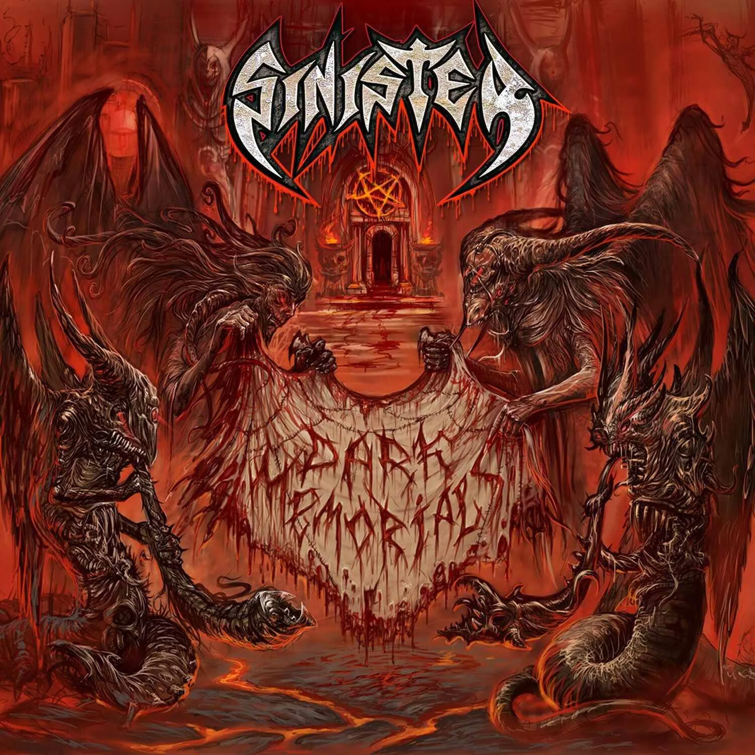 Official album cover art for the release Dark Memorials by Sinister