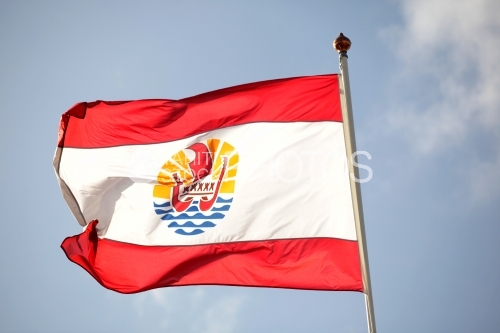 Flag of Tahiti in the wind