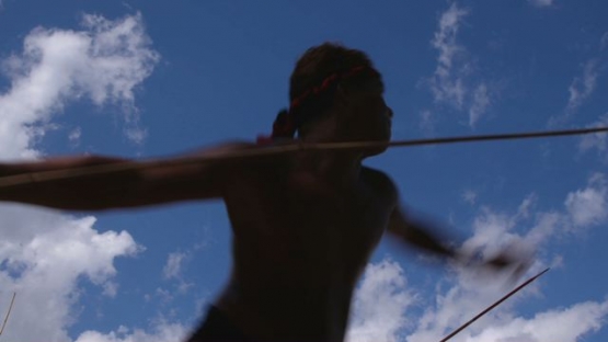 Heiva Tahiti, Traditional sports of Polynesia, youjng man throwing his Javelin throwing traditional contest