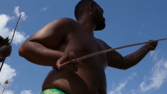 Heiva Tahiti, Traditional sports of Polynesia, Men throwing javelin  during traditional contest