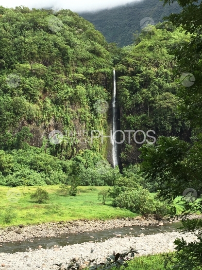 Tahiti, waterfall and Landscape of the Papenoo valley