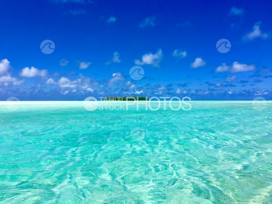 Tetiaroa, small island in the middle of blue waters of  the Lagoon