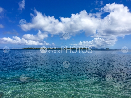 Lagoon of Tahaa, view on small islands and Bora Bora