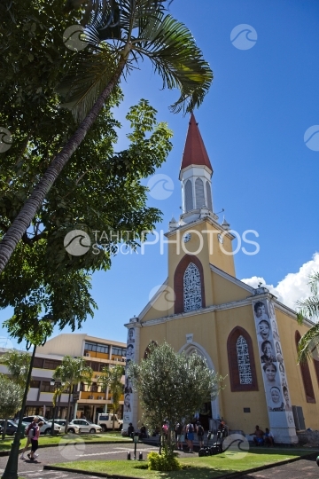 Tahiti, Cathedral of Papeete, sunny sky