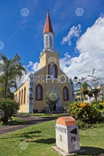 Tahiti, Cathedral of Papeete, sunny sky