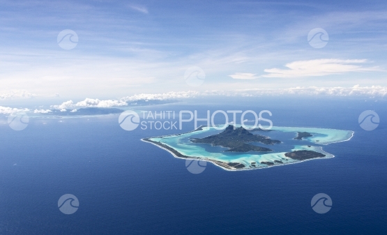Island of Bora Bora and Tahaa, aerial view