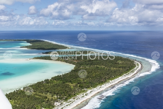 Maupiti, aerial view of islets by the ocean