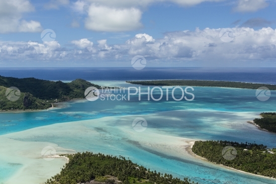 Maupiti, aerial view of the lagoon and turquoise water
